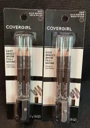 CoverGirl Rich Brown #505 Easy Breezy Brow Fill + Define Pencils 2 Pack
