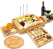 Unique Bamboo Cheese Board Knife Set - Housewarming, Wedding, Bridal Shower