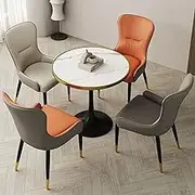 YUGXTH Office Reception Room Club Table, Dining Table and Chair Set, Round Coffee Table and Chair Set, Business Conference Room Coffee Table and 4 Chairs, for Lounge, Living Room(80cm/31.5in)