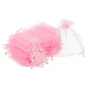 100pcs Organza Bags 3x4 Inch Drawstring Favor Pouches Sheer Mesh Bag Pink
