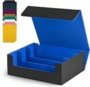 UAONO Card Storage Box for Trading Cards, 1800+ PU Leather Commander Card Deck Case, Magnetic Closure Card Holder Fits for Magic Game Cards (Black&Blue)
