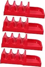 GLEAVI 4pcs Taco Holder Stand Unbreakable Plastic Taco Tray with Sauce Compartment Wave Shape Design Tortillas Snacks for Home Kitchen Parties Restaurants Red