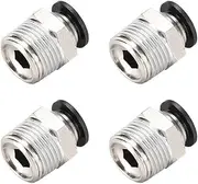 uxcell Straight Pneumatic Push to Quick Connect Fittings 3/8NPT Male X 8mm Tube OD Silver Tone 4pcs