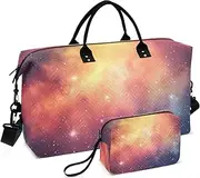 [ZRYSMY] Nebula Colorful Starry Duffel Bag for Traveling, Travel Bag Gym Bag, with Multiple Interior Pockets Shoulder Weekender Bag for Women Men with Toiletry Bag 20.5L x 1.9W x 13.8H, Multi-Colored