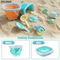 在飛比找蝦皮購物優惠-沙灘玩具兒童沙坑玩具帶折疊桶和鏟子沙灘套裝沙灘沙玩具帶動物沙