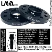 2PC 15MM THICK 5X112 66.56MM C.B WHEEL SPACER+10 14X1.25 BOLT FIT BMW MINI MODEL (for: BMW)