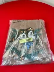 Vintage 1990s Beige Tan Beagle Puppies In A Wagon Sweatshirt Dogs Women's 3XL