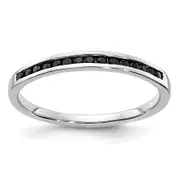 Solid 14k White Gold BlacK Simulated CZ Channel Band