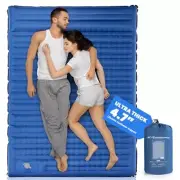 Double Sleeping Pad, 4.7“ Ultra-Thick Camping Mattress 2 Person for Full Blue