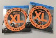 2 x D'Addario EXL110 Regular Light Gauge Electric Guitar Strings Brand New