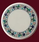 18" Marble Side Table Tops Semi Precious Stones Inlay Handmade Work