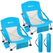Low Back Beach Chair for Adults: 2 Pack Folding Packable Portable Lightweight...