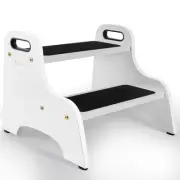 Wood 2 Step Stool for Kids with Non-Slip Stepping Surface Portable Handles Sk...