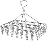 Clothes Drying Rack with 40 Clips, Large Stainless Steel Laundry Clothesline Hanging Rack, Anti-Wind Drying Clothes Hanger Hook, Drip Hangers Clothes Drying Rack for Underwear Towel Scarves Socks