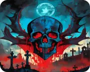 Skull Face Art Graveyard Moonlight Art Mousepad 7 x 9 Art mouse pad