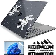 [Batianda] Premium Laptop Case for 15" Microsoft Surface Laptop 5 4 3 with Metal Palm Rest Designed Clear Protective Plastic Hardshell & Keyboard Cover & Screen Protector, Astronaut