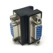 Black Used for LCD Display TestingVGA 15 Female to 15 Female 90° Adapter