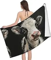 VPPUR Cute Cow Print Camping Bath Towel 52 x 32 in Soft Highly Absorbent Quick Dry Towels for Bathroom