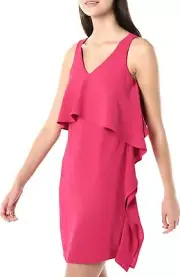 Trina Turk Junta Pink Flounced Popover Ruffle Dress, Size 0, New