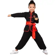 Kid Adult Kung Fu Uniform Traditional Chinese Clothing For Boys Girls Wushu Costume Suit Set Tai Chi Folk Performance Outfit black long sleeve 100(...