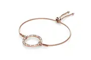 Rose Gold Pave Set Circle Slider Bracelet Embellished With SWAROVSKI Crystals