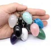 Natural Gemstone Crystal Pendulum Dowsing Egg Shape Pendant Healing Energy