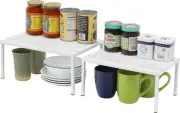 Expandable Stackable Kitchen Counter Shelf Organizer, White, Metal Top, 11.25...