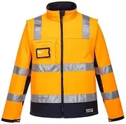 Huski K8074 High Visibility Reflective Chassis 2-in-1 Softshell Jacket Railway Orange, Large