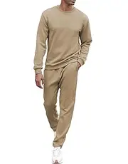 [Babioboa] Men's Tracksuit Knit Jacquard 2 Piece Long Sleeve Pullover Jogging Tracksuit Athletic running Casual Sportswear