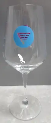 Homes Brewery Bormioli Rocco Stemware Wine Glass - Light Blue & Pink Logo