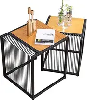 Set of 2 Modern Nesting Tables, Tea Table, Sofa Tables, Wood Coffee Tables, Metal Frame Pedestal Tables/a Feito na China Comfortable Anniversary