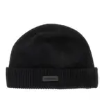 [EMPORIO ARMANI] EMPORIO ARMANI Cashmere beanie hat with leather logo patch Man S S Black