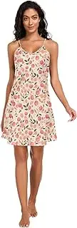 [FRODOTGV] Womens Nightgown spaghettis Strap Nightwear Nightshirts Pink Watercolor Peaches Sleeveless Sleepdress for Women S