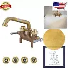 Antique Heavy Duty Laundry Faucet - Swivel Spout & Two Handles in Brass Finish