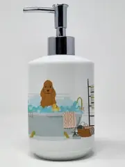 Red Cocker Spaniel in Bathtub Ceramic Soap Dispenser Hand Soap Dispenser Pump