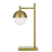 Basilo Industrial Table Desk Lamp Light Metal Glass Antique Gold Opal Matt