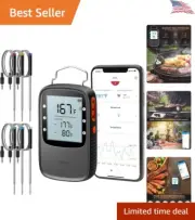 Bluetooth Smart Precision Meat Thermometer - 6 Probes - Timer Mode - LCD Display