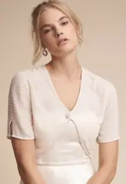 BHLDN Lotus Thread Valencia Silk Beaded Jacket Size M $225
