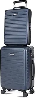 [THE ASSEMBLY] Assembly Hard Shell Cabin Luggage Premium Polycarbonate Trolley Bag Lightweight Cabin Bag for Flight, Blue, Cabin 20" & Laptop Backpack Set, Cabin & Hard Backpack Set
