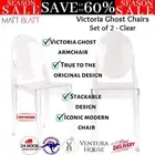 Set of 2 Matt Blatt Philippe Starck Iconic Victoria Ghost Chairs Stackable Clear
