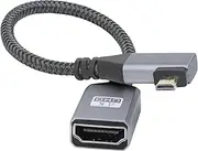 RIIEYOCA 4K Micro HDMI to HDMI Adapter Cable,Left Angle Micro HDMI Male to HDMI Female Aluminum Short Nylon Braided Cord Cable,Support 4K UHD, for Laptop,Projector,TV,Monitor,Camcorder(Cable:20cm)