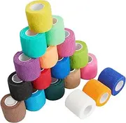 Generic 18Pcs Self Adhesive Bandage Cohesive Wrap Vet Tape Elastic First Aid Supplies Anti Wear Rolls for Finger Home Gym Dogs Birds Pet Dressing