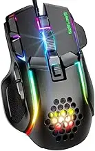 Wired Gaming Mouse, Computer PC Gaming USB Mice with 12 RGB Backlit Modes, High-Precision Adjustable 12800 DPI, 10 Programmable Buttons, Ergonomic Plug Play Gamer Mouse for Laptop Mac