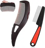 Telooco 2Pcs Dandruff Comb Set - Stainless Steel & ABS Plastic - Scalp Sweep Detoxing Comb & Fine Tooth Hairbrush - Dandruff Removal for Women & Men
