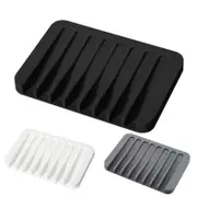 Silicone Soap Dish Soap Holder Rack Tray Plate Saver Storage For Bathroom