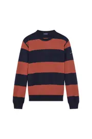 Paul Shark Wool Crew Neck Pullover BLUE NIGHTS-CINNAMON STICK