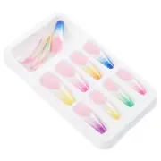 24pcs Stiletto Nail Tips Flake Nail Tips Rainbow False Nails