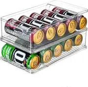 Xicennego 2-Tier Large Stackable Soda Can Organizer for Refrigerator - For Tall Cans of 500ml/17oz - Fridge Can Organizer Dispenser, Beverage Can Holder for Refrigerator, Pantry, Cupboard