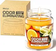 MicCai Orange & Vanilla Odor Eliminating Candles for Home Scented, Eliminates 99% of Pet, Smoke, Food and Other Smells Quickly, Highly Scented Candle, Premium Soy Candles Set for Women