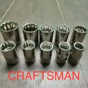 NEW 10PC Craftsman 1/2” Drive 12PT SAE Standard Chrome Ratchet Socket Set